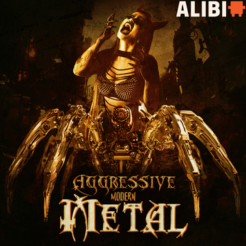 Mechanical spider with female rocker screaming atop