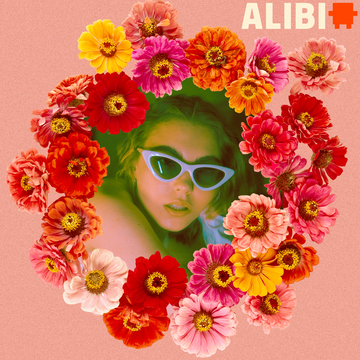 Woman framed with flowers