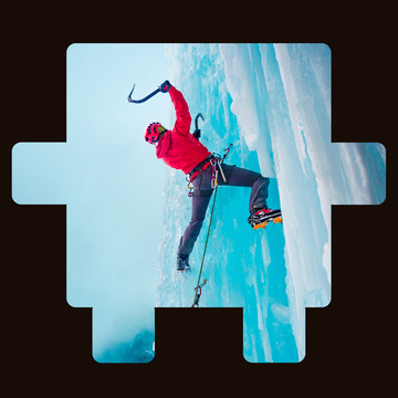 Playlist cover with climber on ice