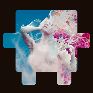 A female figure in an cloudy environment with fuchsia accents