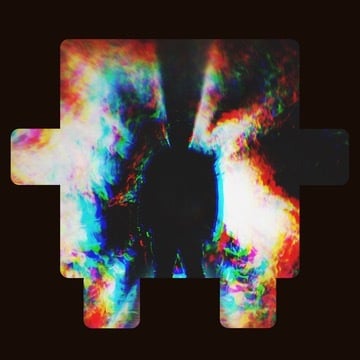 Abstract silhouette with colorful glitch