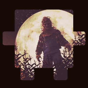 Person standing in front of a large full moon