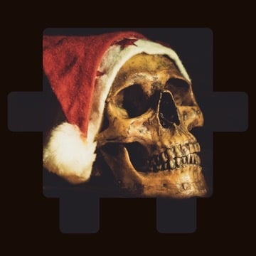 Skull wearing a Santa hat