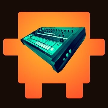 Electronic music drum machine on an orange background