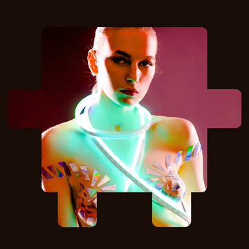 Playlist cover with female figure in neon